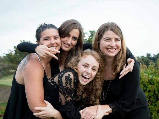 Ariel Thelander (left) with her UCSB Lacrosse teammates