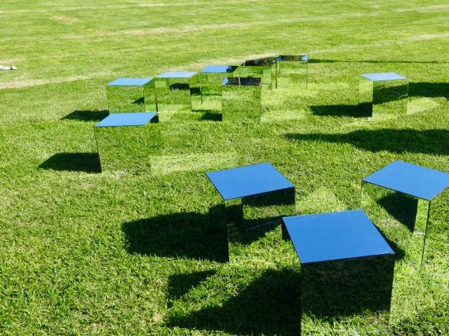 In a cross-listed course between CCS Art and the Art department, students are given the opportunity to install temporary sculptural/spatial artwork on campus.