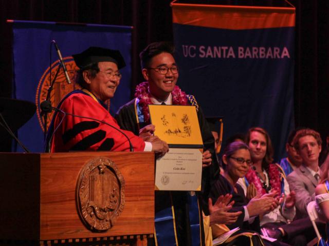 Colin Kim recieved the Chancellor's Award for Excellence in Undergraduate Research. Photo: Will Proctor