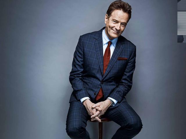 Bryan Cranston in a Brooklyn Tailors rustic tropical wool heather blue oversized plaid (Photo: Brent Trent for the Wall Street Journal)