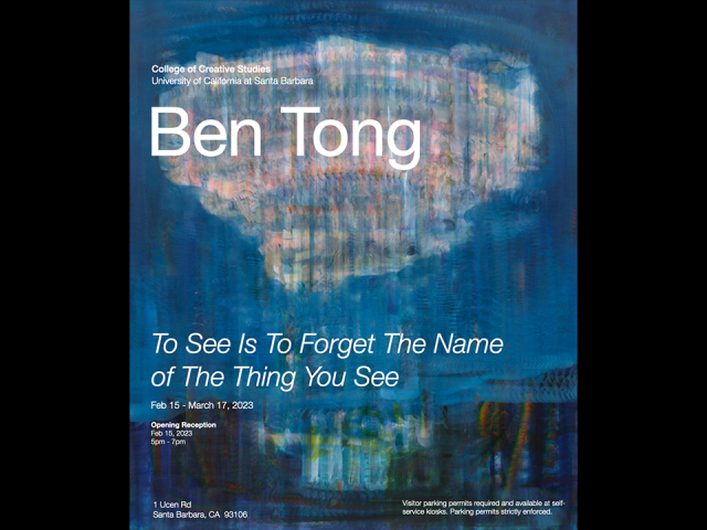 Image Credits: Ben Tong, Lenticular Cloud and Reservoir, oil on canvas, 66” x 56” 2022. Images courtesy of: the artist, Night Gallery, and The College of Creative Studies. Photos by Nik Massey.