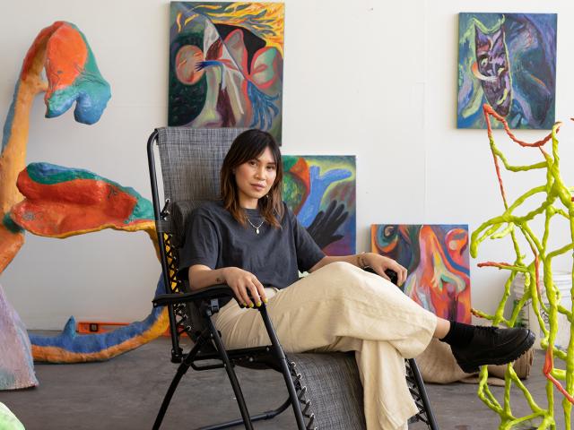 CCS Art Faculty Kim Garcia in her studio
