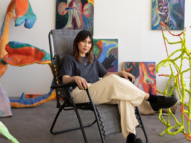 CCS Art Faculty Kim Garcia in her studio